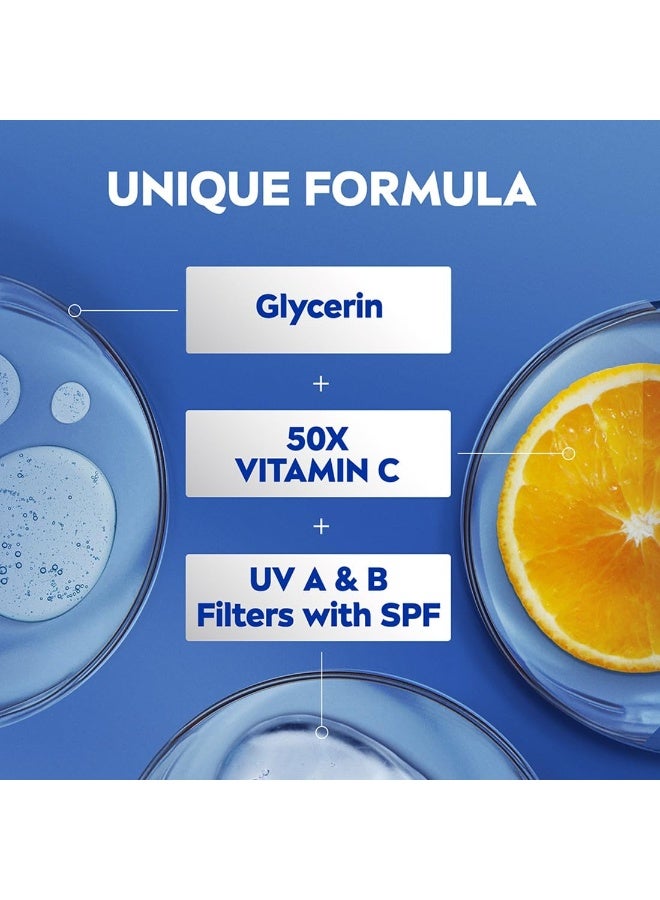 نيفيا لوشن نيفيا ناتشورال جلو لتجديد خلايا البشرة 200 مل | عامل حماية من الشمس SPF 15 و50 ضعفًا من فيتامين C لحماية مثالية في الصيف | غني بمستخلصات الكامو كامو والكرز الهندي | يمنح بشرة موحدة اللون وناعمة | مناسب لجميع أنواع البشرة (قد تختلف العبوة). - Image 4